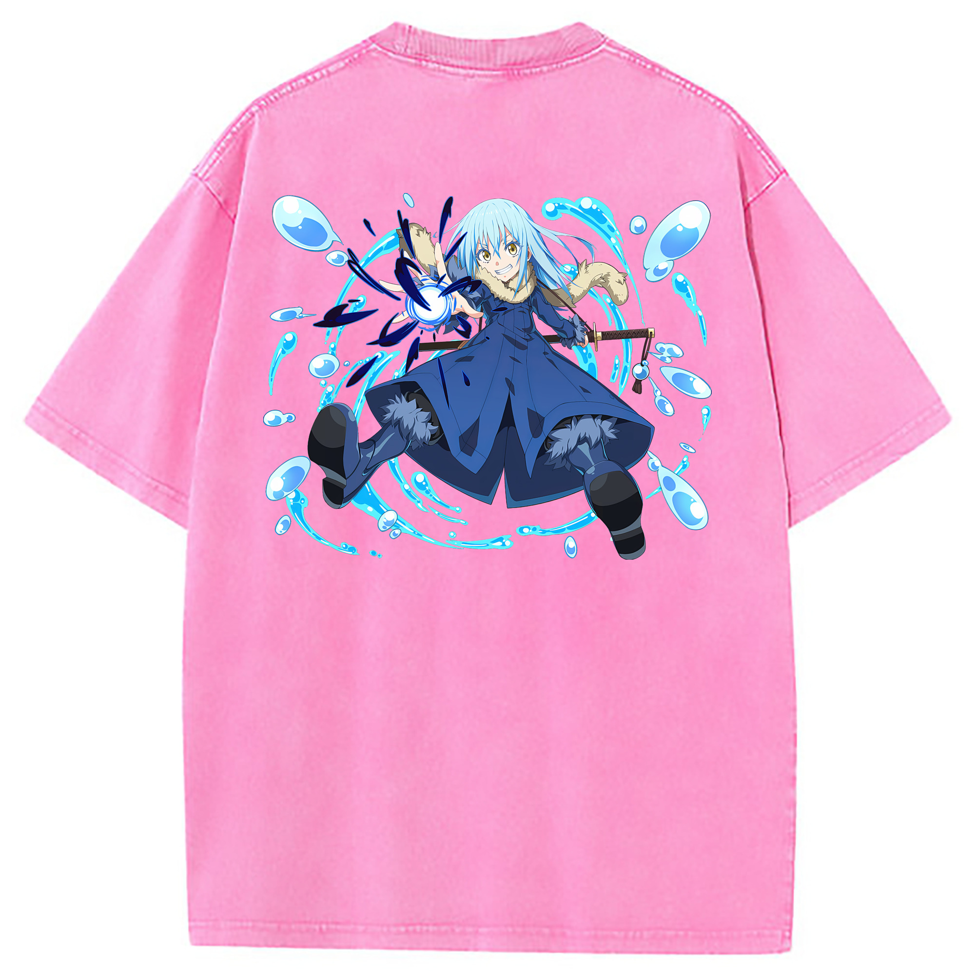 （画像用） 転スラ Regarding Reincarnated to Slime 綿100% ヴィンテージ風 半袖Tシャツ（背面プリント）